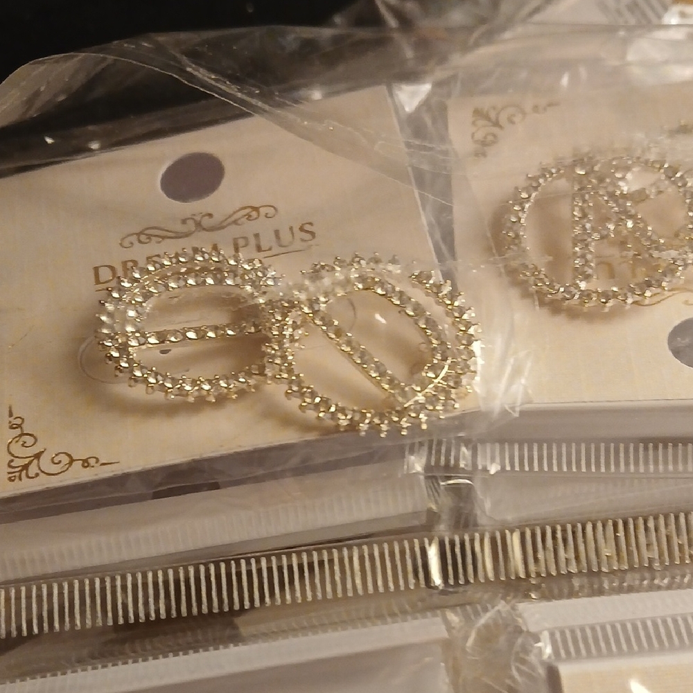 Gold Crystal Initial Brooch